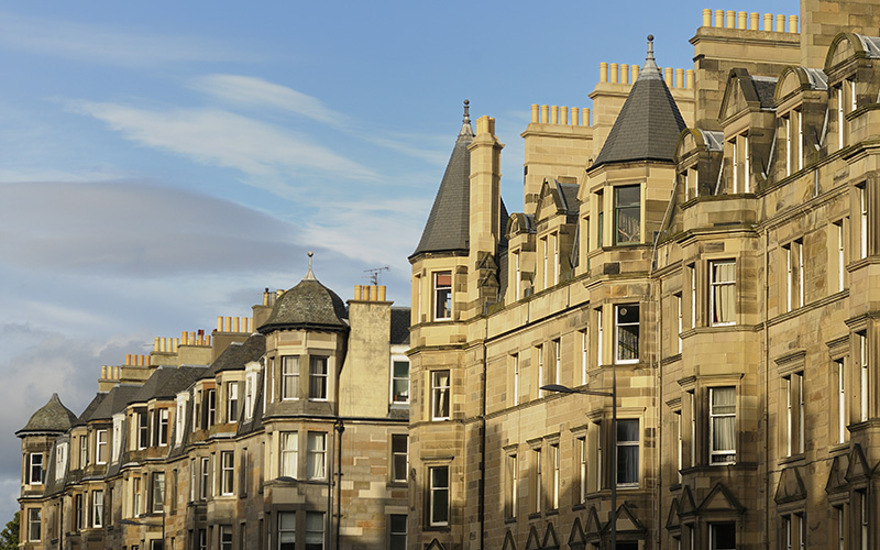 Row of traditional flats in Edinburgh